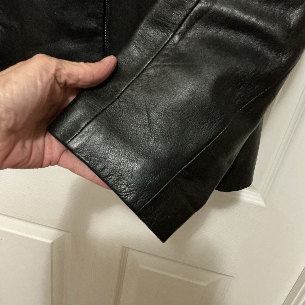 WILSONS LEATHER Pelle Studio Black Leather Full Zip Pocket Womens Jacket XL‎ 90s - Picture 5 of 11